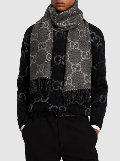 echarpe homme gucci|Écharpe GG en jacquard de laine mélangée en beige – Gucci.